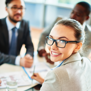 Employer discussing setting up a matching gifts program at her organization
